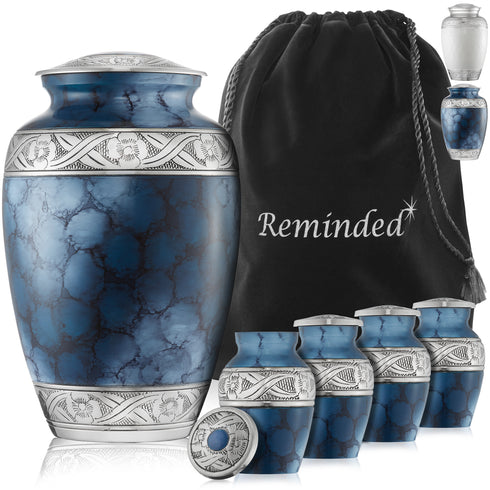 Decorative Cremation Urns for Human Ashes - 1 Adult + 4 Keepsake